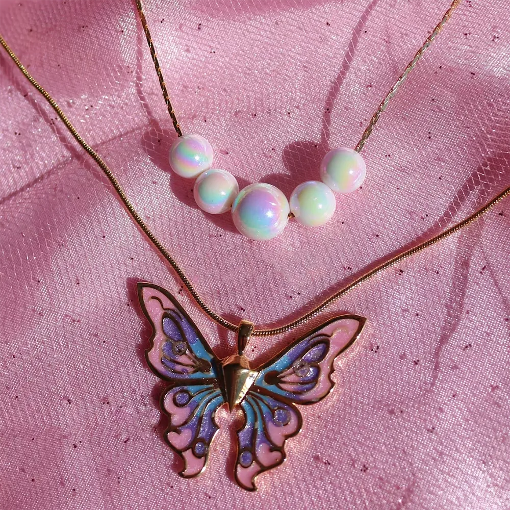 Barbie Fairytopia Mermaidia Princess Elina Butterfly Mariposa Pearls Necklace
