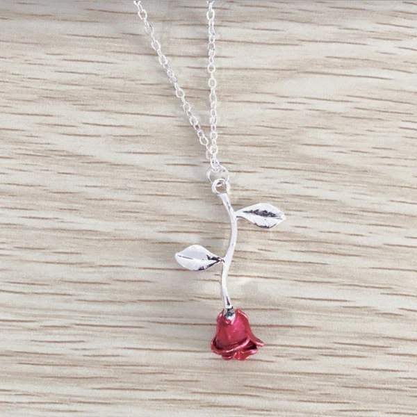 Beauty and the Beast Princess Belle Rose Necklace
