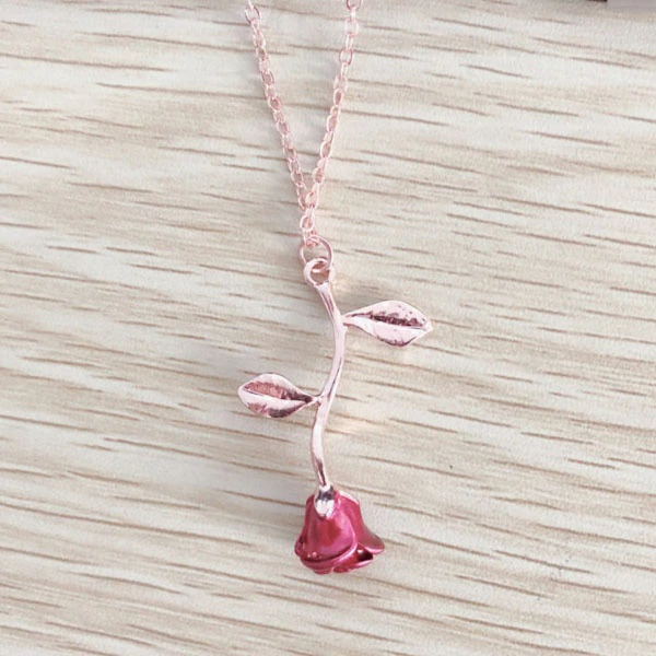 Beauty and the Beast Princess Belle Rose Necklace