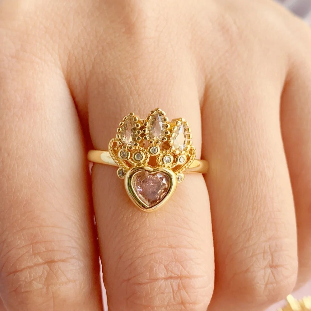 Rapunzel Crown Heart Ring