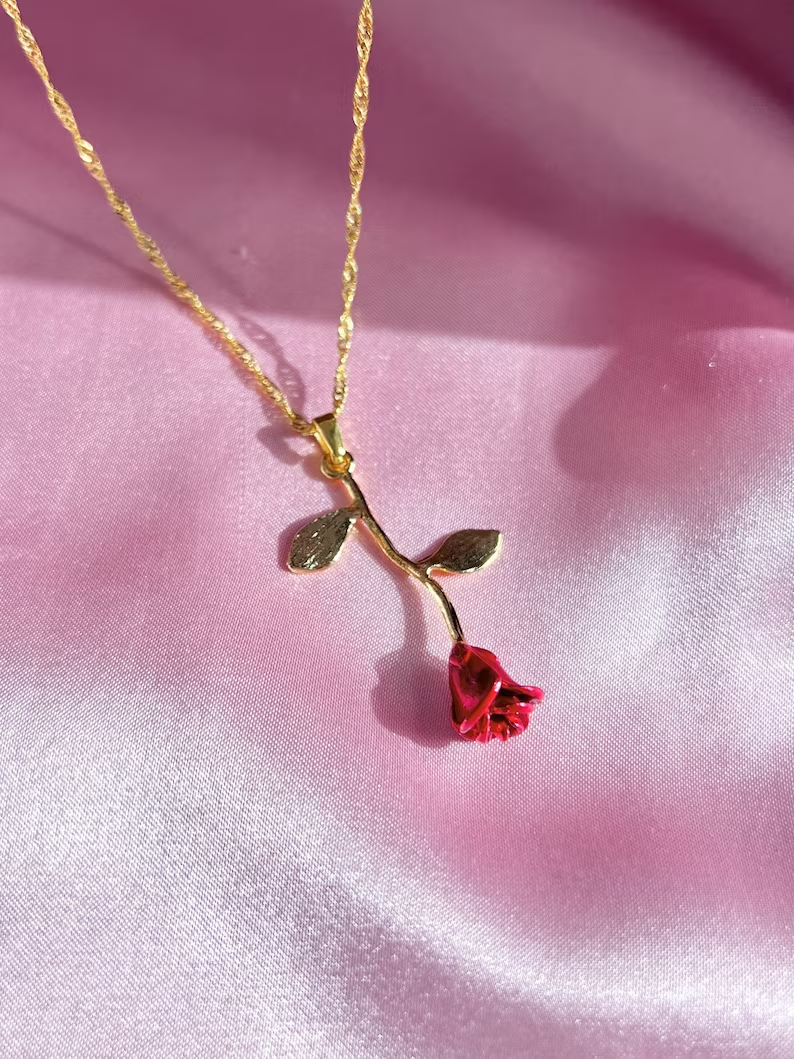 Beauty and the Beast Princess Belle Rose Necklace