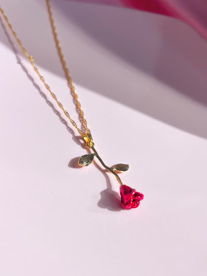 Beauty and the Beast Princess Belle Rose Necklace