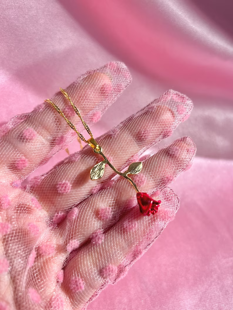Beauty and the Beast Princess Belle Rose Necklace