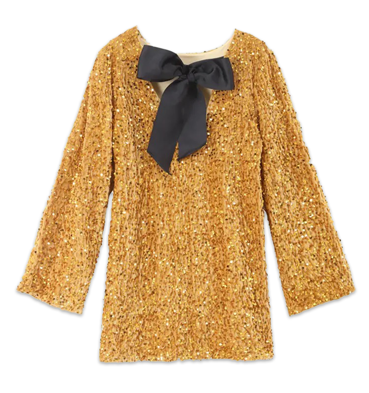 The sequined tie back bow dress viral h&m gold