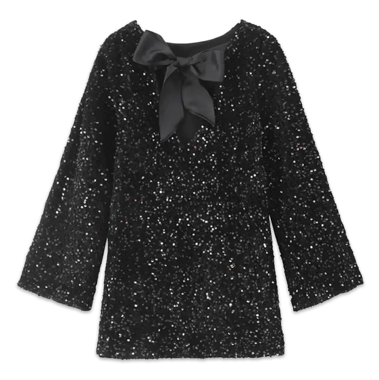 The sequined tie back bow dress viral h&m black
