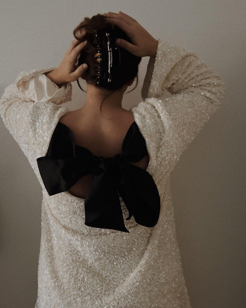 The sequined tie back bow dress viral h&m