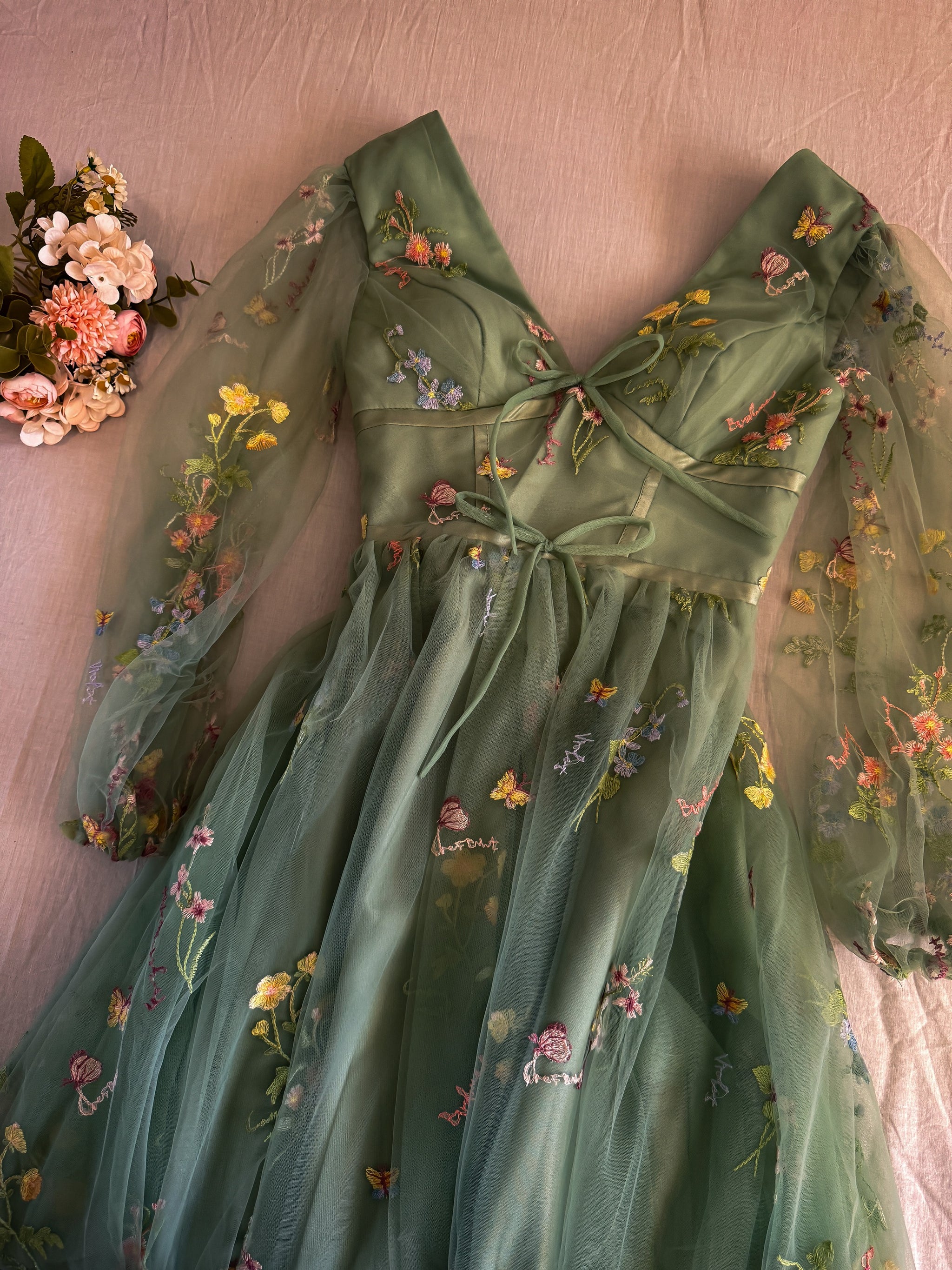 (MADE TO ORDER) Fairycore Green Dress – Mystical Fairy
