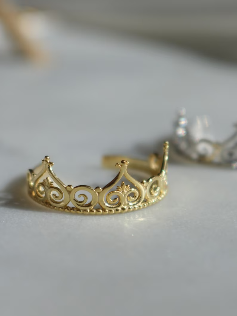 Crown shaped Ring Two Color Optional Classic Casual Jewelry - Temu