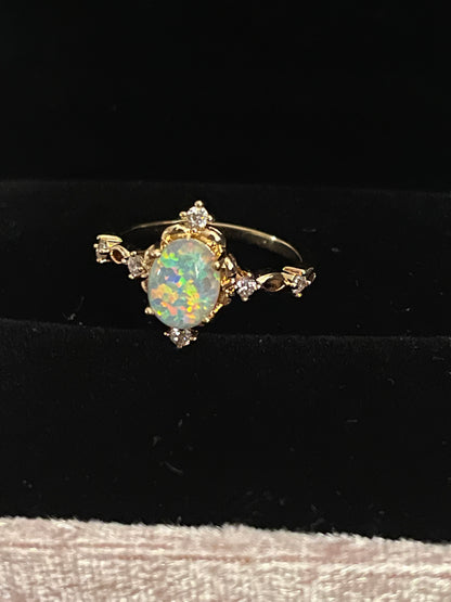 Opal Fairy Faerie Fae Pixie Ring, Front View