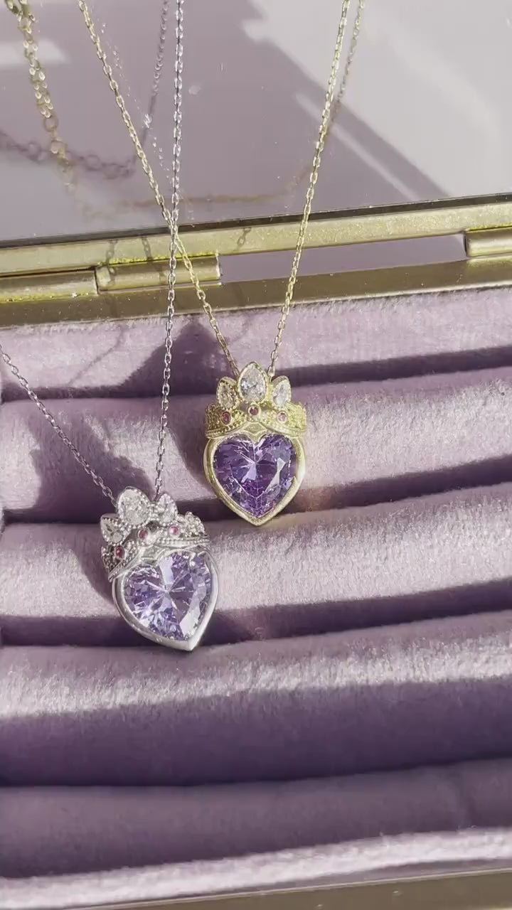 Joker & Witch Faye Purple Heart Necklace For Women